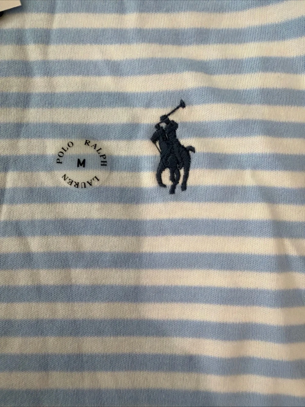 Ralph Lauren Light Blue & White Striped Polo Shirt